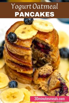 Yogurt oatmeal pancakes are the perfect blend of healthy and indulgent, offering a fluffy yet hearty texture.  Ideal for breakfast or brunch, they pair perfectly with fresh fruit, a drizzle of maple syrup, or a dollop of Greek yogurt for an extra boost of deliciousness.