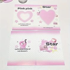 two pink cards with the words star and baby's name on them are shown