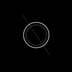 a black background with a white circle in the center and a thin line across it