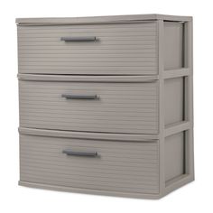 two drawers are shown with handles on each side and one drawer is closed, while the other