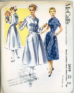 McCalls 3419 Womens Nurses Uniform or Dress 1955 Vintage by annesattic on Etsy.com. jwt Heavens To Betsy, Vintage Fashion 1950s, Nurse Stuff, Women Nurse, Vintage Medical, Fashion 1950s, Nursing Notes