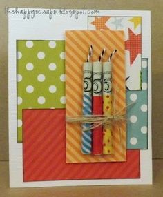 a card with two birthday candles tied to it's side and the number 55 on top