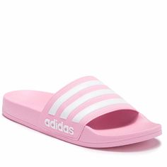 Size 4, Fits A Size 6 In Women. True Pink And White Slides. Open Toe Stripe Print Vamp Logo Detail Slip-On Adidas Casual Slides For Spring, Casual Adidas Flip Flops For Spring, Comfortable Adidas Flip Flops For Summer, Adidas Slip-on Slides For Spring, Adidas Slides With Cushioned Footbed For Spring, Adidas Slide Flip Flops For Summer, Adidas Summer Slide Flip Flops, Adidas Summer Flip Flops, Adidas Slides For Spring