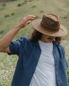 Embrace adventure. Elevate the outdoors. This flat-brim fedora hat features a teardrop crown, medium stiffness and an authentic leather band. Straw Fedora Hat, Straw Fedora, Mocha Color, Hat Box, Look In The Mirror, Fedora Hat, Straw Hat, Leather Band, The Outdoors