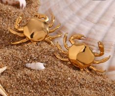 Add a touch of coastal charm to your look with these adorable Little Crab Stud Earrings. Expertly crafted from high-quality 316L stainless steel, these earrings are not only stylish but also built to last. With a sleek and shiny finish, they make the perfect accessory for any beach lover or marine enthusiast. Key Features: Material: 316L Stainless Steel, known for its durability and resistance to tarnishing. Size: 32.5mm x 25.2mm - A statement piece that's both noticeable and elegant. Weight: 9. Crab Earrings, Earring Gift, Earrings Stud, Crystal Drop Earrings, Shell Earrings, Cream And Gold, Steel Jewelry, Stainless Steel Jewelry, Necklace Earring Set