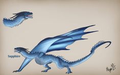 the blue dragon is depicted in three different positions, including one with its wings spread out