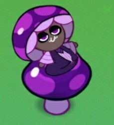 a cartoon character is sitting on top of a mushroom with her arms around her body