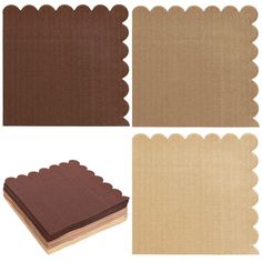 four different shades of brown paper with scalloped edges and one in the middle