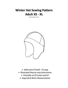 the winter hat sewing pattern for children's 3yr - 12yrs is shown