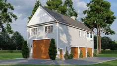 Plan 82751 | Coastal Style with 1 Bed, 2 Bath, 3 Car Garage Garage With Living Quarters 2 Bedroom, Rv Garage Apartment, 3 Car Garage House Plans, White Tiles Bathroom, Vacation Cabins, Lake Front House Plans, Rv Garage Plans, Garage Build