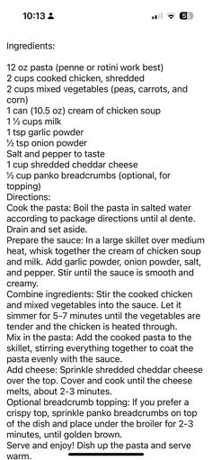 the recipe is shown in black and white