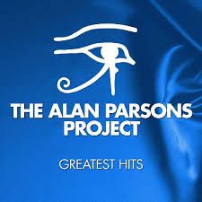 the alan parsons project's greatest hits album is shown in blue and white