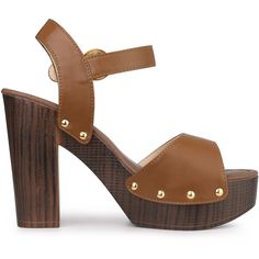 A must-have in every girl's closet! A bold faux-leather platform and block heel lend a striking style to these strappy sandals, which are secured by a buckled ankle strap. Design Details: High Platform Sandals; Round Buckle; Ankle Strap; Block High Heels. Heel Height: 4.7'' (approx 12 cm); Platform Height: 1.6'' (approx 4 cm). Please check your size to make sure the item fits before ordering. Trendy Block Heels With Wooden High Heel, Trendy Closed Toe Block Heels With Buckle Closure, Faux Leather High Heels With Buckle Closure, Faux Leather Open Toe Heels With Buckle Closure, Trendy Block Heels With Buckle Closure, Trendy Open Heel Block Heels With Buckle, Trendy High Heel Block Heels With Buckle Closure, Trendy Open Heel Block Heels With Buckle Closure, Trendy Block Heels With Buckle Closure And Open Heel