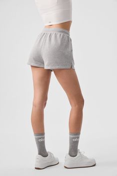 The easy, comfy shorts you want to wear the moment you get home—but cuter. They’re made from lightweight French terry with classic details like a high rise, side pockets, and a hidden internal drawstring. Fitwise, they're laid-back, loose, and hang off the body just right. For a luxe leisure look you can count on, pair them with the Sweet Escape Zip Up Hoodie. Womens Onesie, Tank Top Long Sleeve, Womens Capris, Comfy Shorts, Shorts Athletic, Bra Women, Crop Tops Women, Long Sleeve Crop Top, Bra Tops