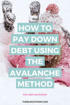 the words how to pay down debt using the avalanche method are in front of two people sitting