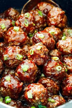 the meatballs are cooked and ready to be eaten in the slow cooker or crock pot