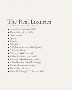 the real luxury list is shown in black and white