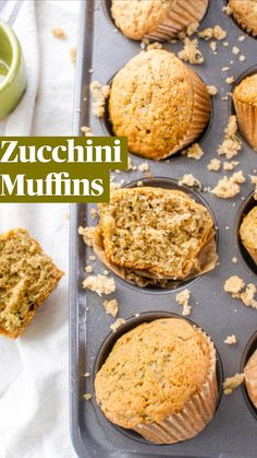 zucchini muffins are sitting on a baking tray