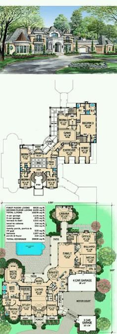 two different views of the house and floor plans