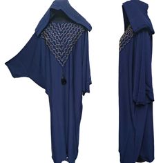 Latest Design Women Blue Abaya Farasha Jalabiya . Brand new. As a result, comes in original plastic wrap with Hijab included. Beautiful material with a premium feel. Exclusive new design Abaya.      Comes with a free scarf   Fabric: zoom  Bead works  Latest new design!  Suitable for easy iron.   Do not tumble dry.  Dry clean  Gentle Hand wash  item code : ZADBOXB  Suitable for easy iron. Do not tumble try. Suitable for dry-cleaning.      Abayas are known by many names. However, they serve the same purpose: to cover. Other models are usually kaftans, cut from light, flowing fabrics like crepe, georgette, and chiffon. Other known styles are open or closed front. Styles differ from region. Some have embroidery, while others are brightly coloured and have different artwork.  If you require ass Blue Long Sleeve Agbada For Eid, Blue Long Khimar For Eid, Long Blue Khimar For Eid, Blue Long Sleeve Thobe For Eid, Blue Agbada With Dabka Detail, Blue Abaya For Eid, Blue Long Abaya For Eid, Long Blue Abaya For Eid, Blue Long Sleeve Thobe With Dabka Details