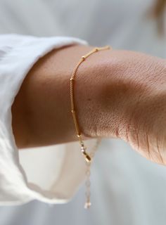 Petite ball chain bracelet 14kt gold filled chain/ Sterling silver Measures: 6.5"-7.5" adjustable SKU: B1062 Classy Bracelets, Ball Chain Bracelet, Bracelet Aesthetic, Gold Gallery, Gold Bracelet Simple, Bachelorette Party Dress, Red Silk Dress, Bracelet Elegant, Champagne Dress