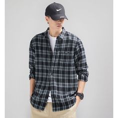 Men’s Fashion Vintage Long Sleeve Plaid Shirt  Material: 25% cotton + 73% polyester + 2% spandex  Size: M, L, XL, 2XL, 3XL Color: Dark Yellow, Navy Blue  Season: Spring, Autumn, Winter   Occasion: Leisure, Outdoor, Daily, Vacation, Fall Outfits Casual Plaid Cotton T-shirt, Black Cotton Relaxed Fit Flannel Shirt, Black Casual Collar Shirt, Casual Plaid Shirt For Streetwear, Black Relaxed Fit Casual Flannel Shirt, Black Relaxed Fit Flannel Shirt Casual, Black Relaxed Fit Flannel Shirt, Black Casual Flannel Shirt For Streetwear, Casual Black Flannel Shirt For Streetwear