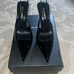 Patent Leather Pointed Toes Slingbacks. Worn Once Great Condition Saint Laurent Shoes, Slingbacks, Shoes Women Heels, Patent Leather, Limited Time, Saint Laurent, Shoes Heels, Women Shoes, Heels