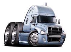 a blue semi truck is shown in this image