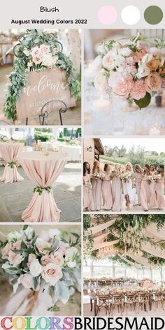 wedding color palettes for the bridesmaid in peach, pink and green tones