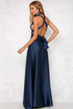 Delicate Gold Jewelry, Silky Fabric, Maxi Dress Navy, Gold Jewellery, The Mind, Backless Dress Formal, Halter Neck, Night Dress, Neck Tie