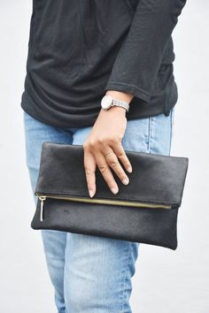 Black calf hair clutch, leather fold over clutch, black clutch, pony hair leather clutch, leather cl Oversized Purse, Brown Leather Clutch, Fold Over Clutch, Leather Tote Purse, Clutch Black, Brown Leather Bag, Black Clutch, Classic Bags, Trending Handbag