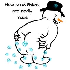 a cartoon penguin with snowflakes on it's face and the words how snowflakes are really made