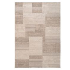 a beige rug with squares on it