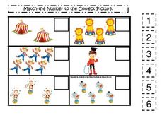 a worksheet with pictures of circus animals and clowns