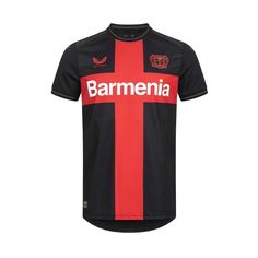 a black and red soccer jersey with the word barmenia on it