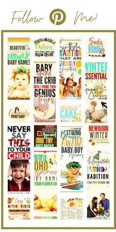 a collage of different baby names and pictures