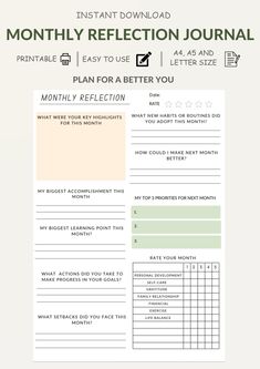 the printable planner with instructions for how to use it and what to do when you want