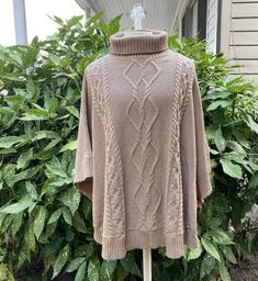 Gap Turtleneck Poncho Sweater Womens M L XL Cable Knit Camel Neutral Wool Blend | eBay Turtleneck Poncho, Poncho Sweater, Winter Blues, Fun Fashion, Rainy Days, Cable Knit, Sweater Outfits, Ebay Finds, Blazer Jacket