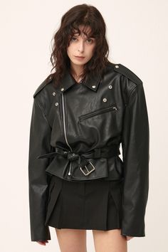 BLACK S/M - ESTIMATED RELEASE TIME : 14 BUSINESS DAYS Fits up to large size Front zip fly closure Faux leather jacket Removable belt 100% Polyurethane Professional Clean Only / Do Not Tumble Dry S/M: Shoulder: 54cm (21.3in) / Bust: 59cm (23.2in) / Sleeve: 63.5cm (25.0in) / Armhole: 23cm (9.1in) / Length: 55.5cm (21.9in) / Model's height is 7′ 5″ (170cm) Bust 32.5in Waist 23.5in Hip 34in and wearing S/M 사이즈 정보Size information (단위:cm)(Unit : inch) S/MS/M 사이즈 정보 Size information 어깨Shoulder 5421.3 가 Rider Jacket, Riders Jacket, S M, Faux Leather Jacket, Faux Leather Jackets, Purple Color, Large Size, Cool Outfits, Latest Trends