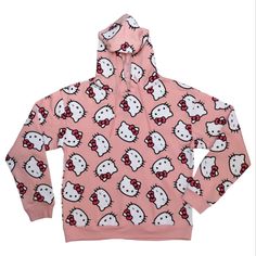 Hello Kitty Sweatshirt Hoodie. Officially Licensed Sanrio. Pink And White. 60% Cotton 40% Polyester. Pit To Pit: 21" Length: 24.5" Bb-5 Hello Kitty Hoodie, Light Blue Hoodie, Hello Kitty Sweatshirt, Dr Wardrobe, Sanrio Pink, Grey Cropped Hoodie, Hello Kitty Pink, Pink Hello Kitty, Fame Dr