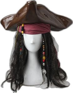 Adjustable Pirate Hat For Themed Events, Fantasy Hat For Cosplay, Brown Costume Accessories For Cosplay Halloween, Themed Halloween Costume Cap, Themed Halloween Costume Cap Accessories, Adjustable Pirate Costume Accessories For Halloween, Cosplay Costume Hat For Cosplay Events, Pirate Costume Hat For Halloween, Pirate Style Costume Hat For Halloween