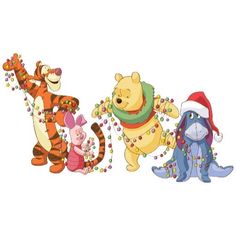 winnie the pooh, tigger and piglet christmas wall decals with candy