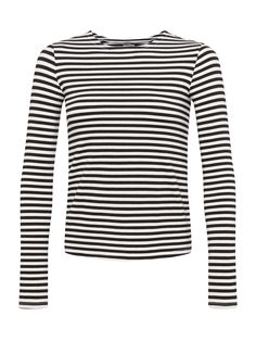 Our versatile all-season piece in a chic black-and-white boating stripe. With a slim fit, classic crew neck, and sleek long sleeves, the Tess top is an essential go-to top you'll reach for time and time again. Try it with your favorite denim for a chic day look. Layer it under a jacket for polished office style. | L'AGENCE Tess Long Sleeve T-Shirt In Black/White Stripe French Girl Chic, Long Sleeve Striped Top, Mother Denim, Office Style, Office Fashion, Crew Neck Tee, Striped Long Sleeve, Boating, Favorite Jeans