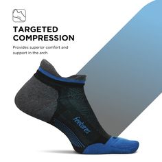 Elevate your running experience with the Feetures Elite Max Cushion No Show Tab socks, designed for both men and women. These athletic compression socks are crafted to offer an unmatched blend of comfort and performance, making them a must-have for any active wardrobe.

- Gender: Unisex
- Size: Small
- Color: Tech Blue
- Material: Moisture-wicking fabric
- Style: No-show with tab

Featuring Targeted Compression, the Feetures Elite socks are engineered to provide zone-specific support where it's Running Socks, Elite Socks, Socks For Men, Compression Socks, No Show Socks, Ankle Socks, Moisture Wicking Fabric, Athletic Women, Moisture Wicking