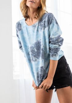 Our best-selling classic sweatshirt in a saturated tie-dye wash. Made from super-soft French terry, this easy pullover features a raglan sleeve and a classic crew neckline. Pairs effortlessly with denim. FINAL SALE Tie-dye wash Relaxed fit Long raglan sleeve Hip length Classic crew neckline Model is 5'7, wearing a size S.Style: I-12841K-RNM-CI Washed Blue Crew Neck Sweatshirt Soft-washed, Spring Washed Blue Relaxed Fit Sweatshirt, Spring Washed Crew Neck Sweatshirt, Spring Tie Dye Relaxed Fit Sweatshirt, Faded Casual Sweatshirt For Spring, Casual Faded Sweatshirt For Spring, Tie-dye Long Sleeve Sweatshirt For Spring, Long Sleeve Tie Dye Sweatshirt For Spring, Tie Dye Sweatshirt For Spring