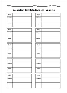 a worksheet with the words vocably list and sentences on it