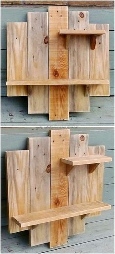 two shelves made out of wooden planks