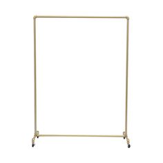 a gold metal garment rack with wheels on an isolated white background for display or montage