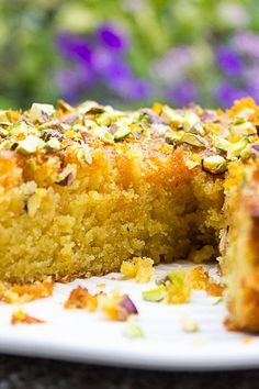 a close up of a cake on a plate