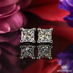 0.75ctw  Princess Diamond Earrings Princess Diamond Earrings, Princess Diamond, Princess Cut Diamonds